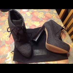 Charcoal Wool Platform Ankle Boots
